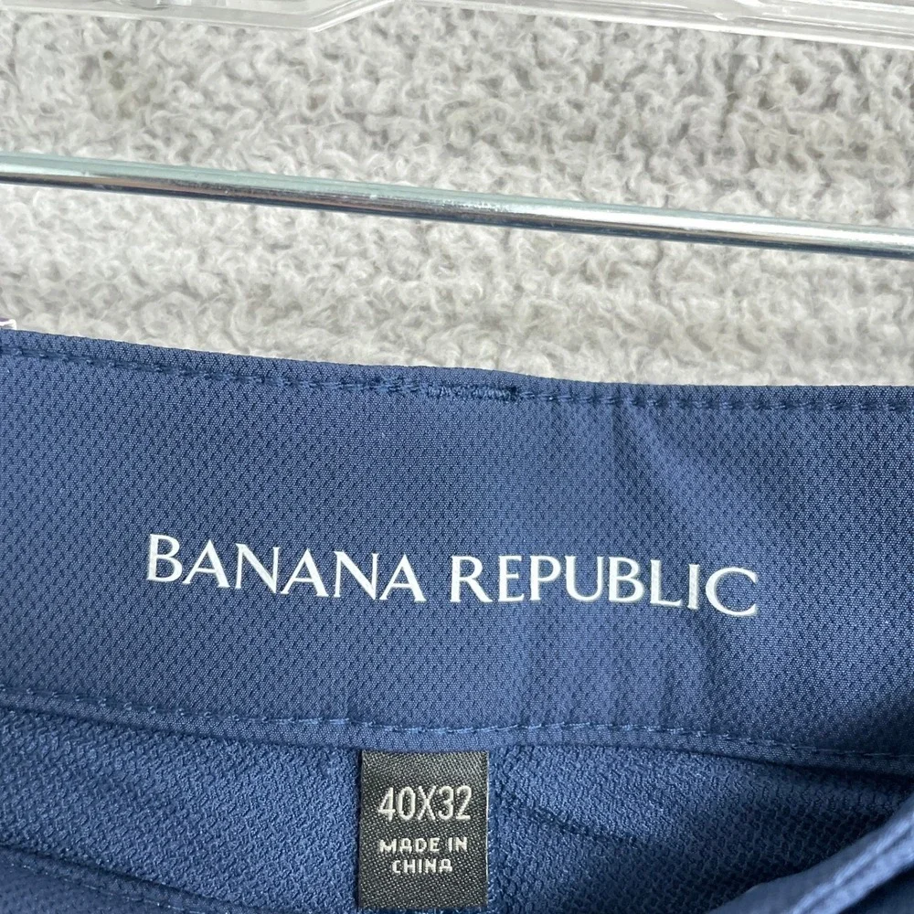 NEW Banana Republic Men's 40x32 Flat Front Tech Pants Blue Polyester